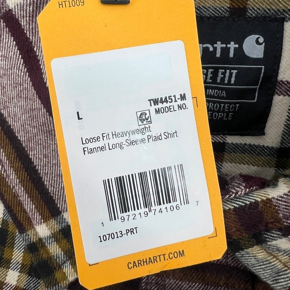 Carhartt TW4451-M Mens Large Loose Fit Heavyweight Flannel Long Sleeve Shirt New - Picture 4 of 9